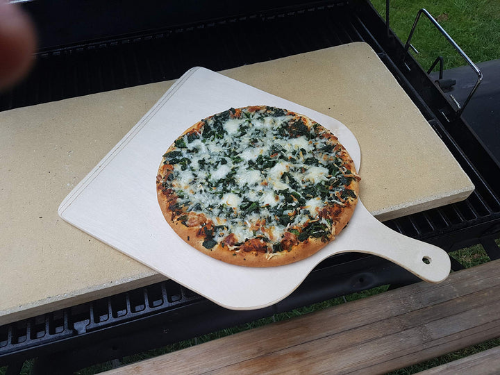 Pizzastein Schamotte 40x30x3 cm mit Holzschieber für Backofen &amp; Grill - Bild 5