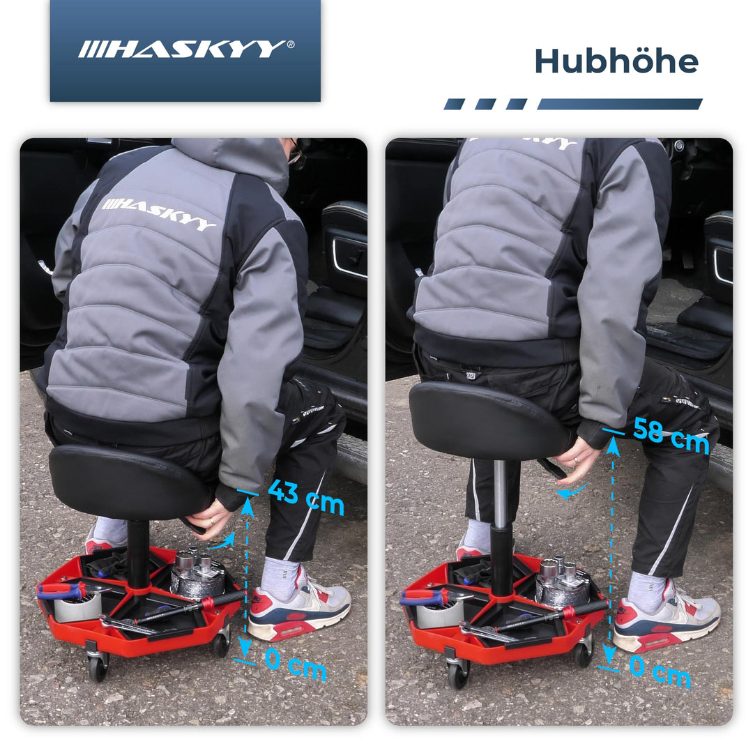Werkstatthocker mit Rückenlehne höhenverstellbar 43–58 cm bis 150 kg - Bild 4