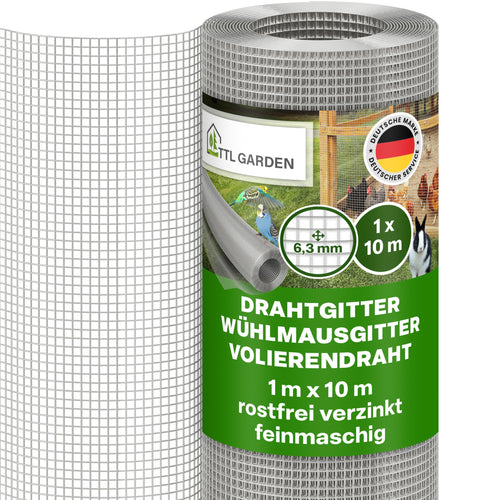 Drahtgitter feinmaschig verzinkt 1x10m Wühlmaus- & Tierschutz
