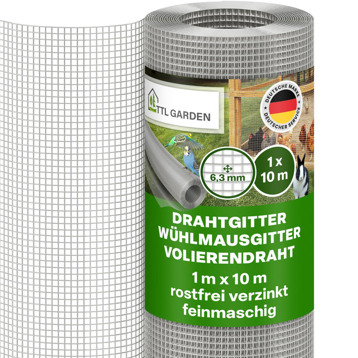 Drahtgitter feinmaschig verzinkt 1x10m Wühlmaus- &amp; Tierschutz