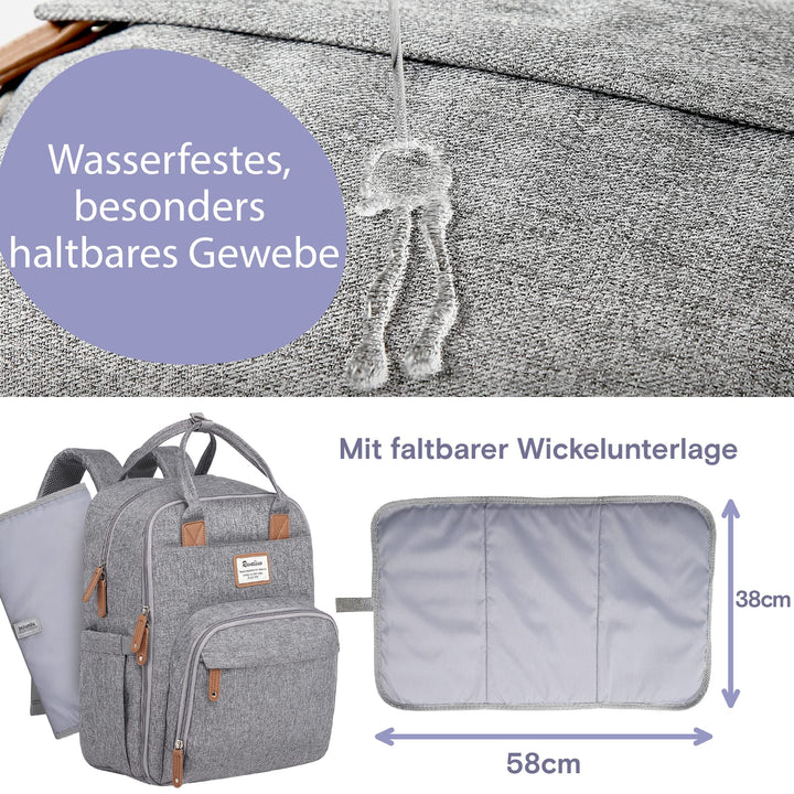 Wickelrucksack mit Wickelunterlage und Schnullertasche 25 l grau - Bild 8