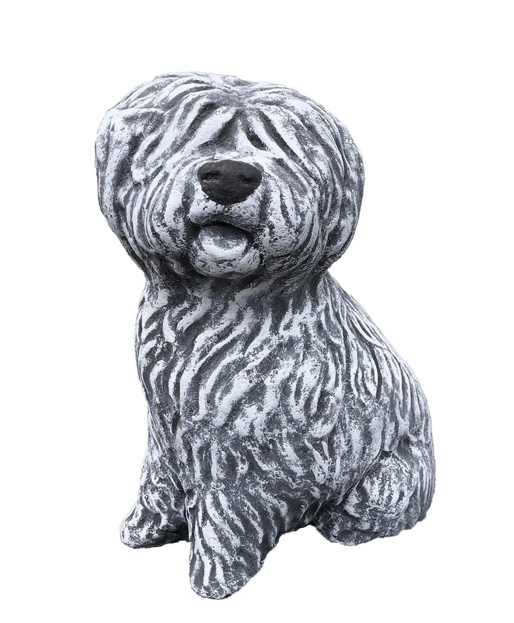 Gartenfigur Bobtail Hund Steinguss frostfest bis -30°C, 27 cm