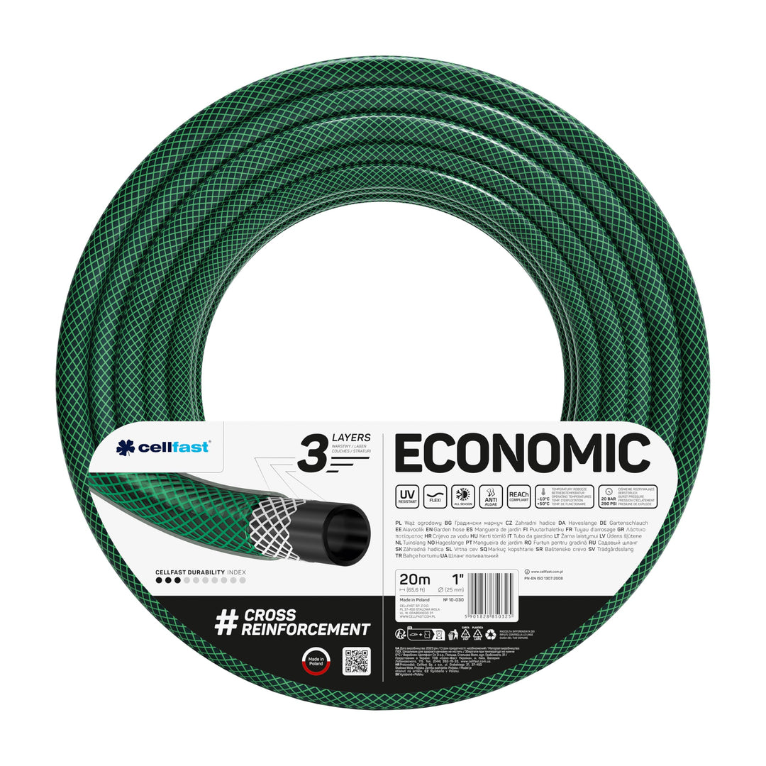 Gartenschlauch 1 Zoll 20m 3-lagig UV-beständig für Bewässerung