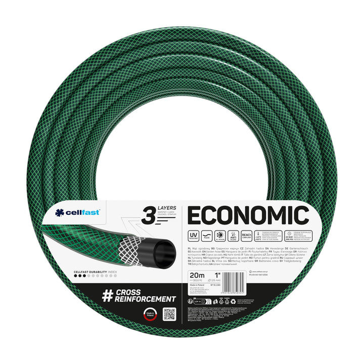 Gartenschlauch 1 Zoll 20m 3-lagig UV-beständig für Bewässerung