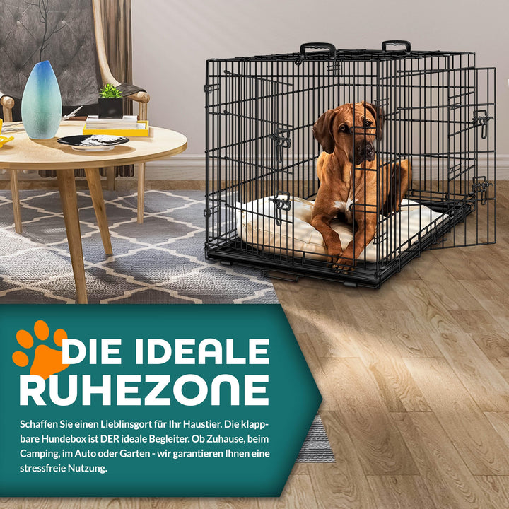 Hundekäfig faltbar Metall 91x58x64 cm mit 2 Türen für Hund &amp; Katze - Bild 7