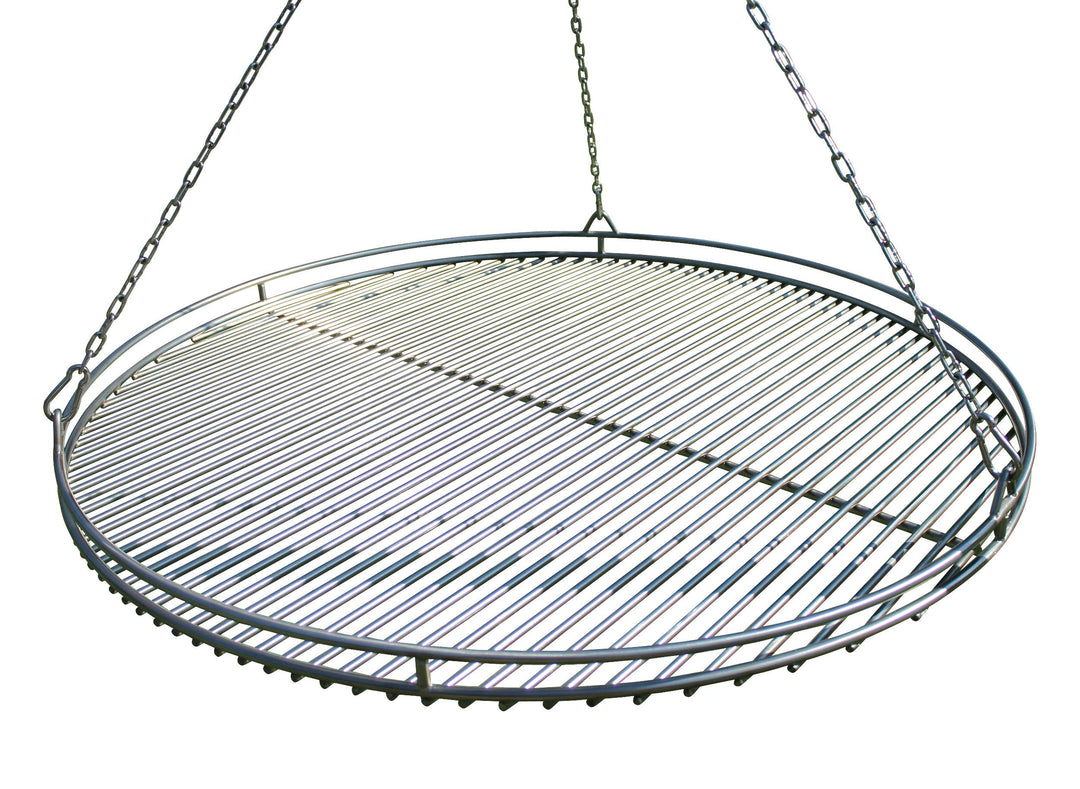 Grillrost rund Edelstahl Ø 80 cm mit Reling und Kettensatz für Schwenkgrill