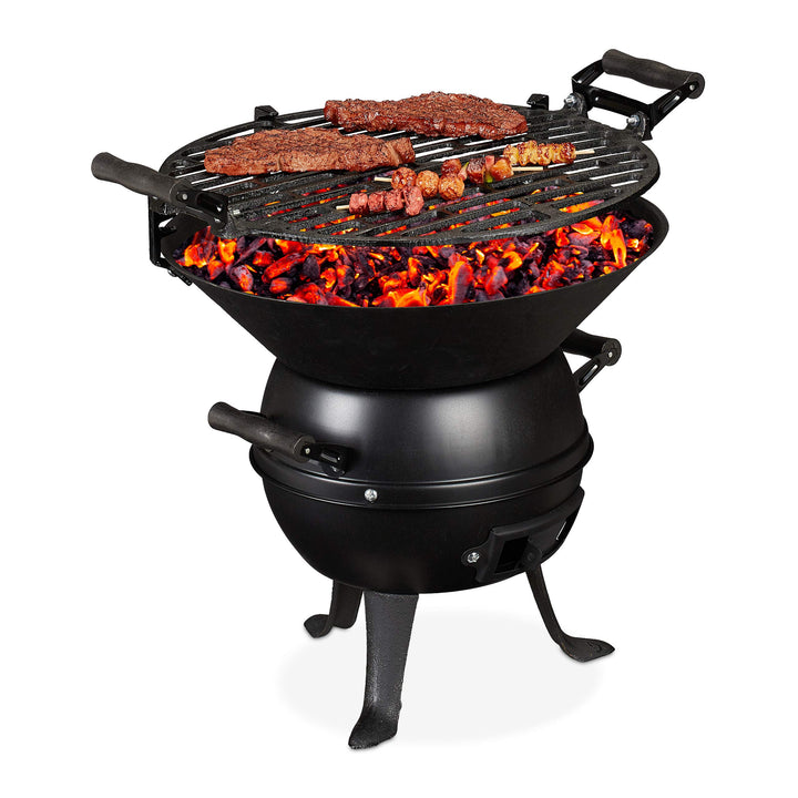 Grillfass Gusseisen höhenverstellbar mit Grillrost Ø 35 cm