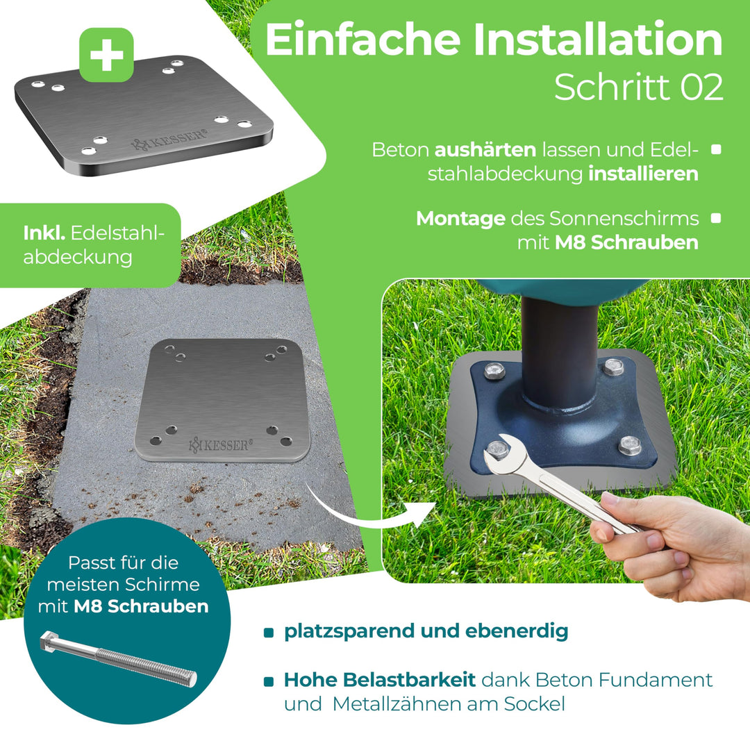 Sonnenschirmständer Bodenanker Stahl pulverbeschichtet Anthrazit für Ampelschirm - Bild 4
