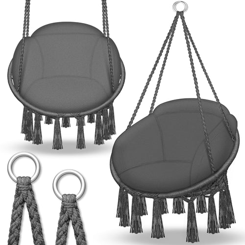 Hängesessel mit Kissen Baumwollgeflecht 200 kg Indoor & Outdoor