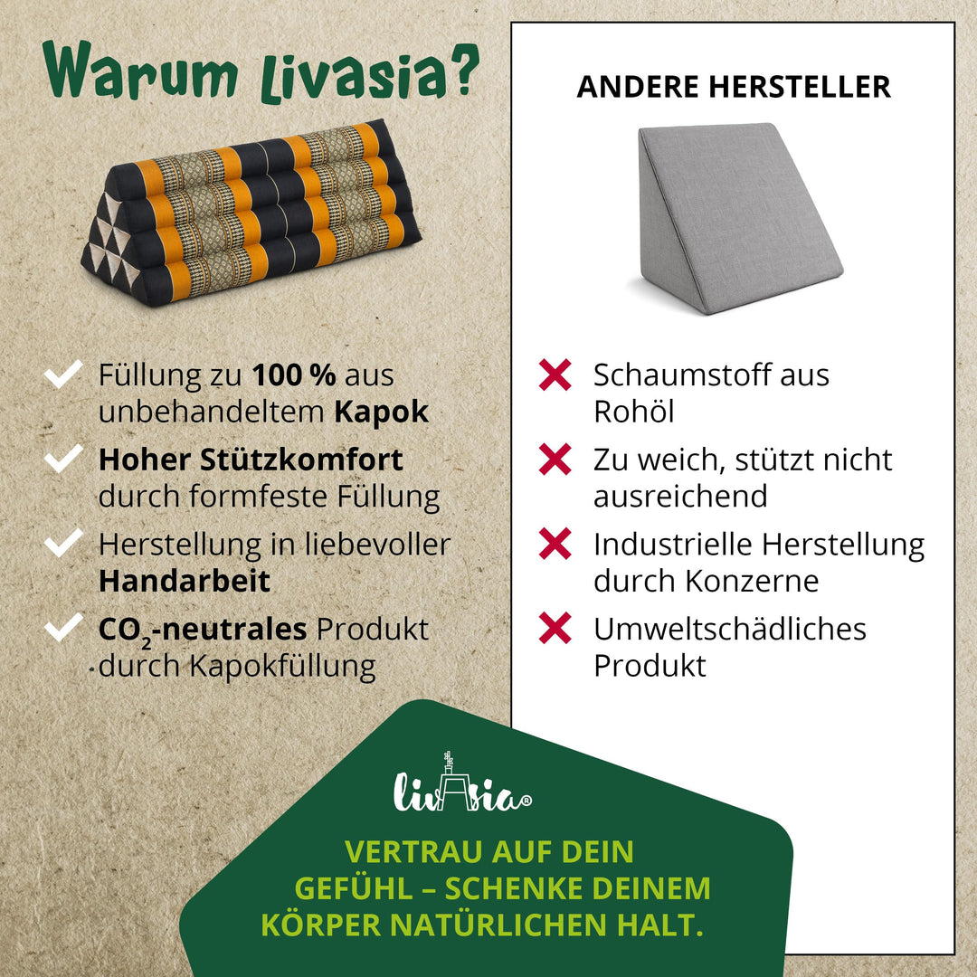 Dreieckskissen breit Kapok 33x80x30cm für Garten und Balkon - Bild 6