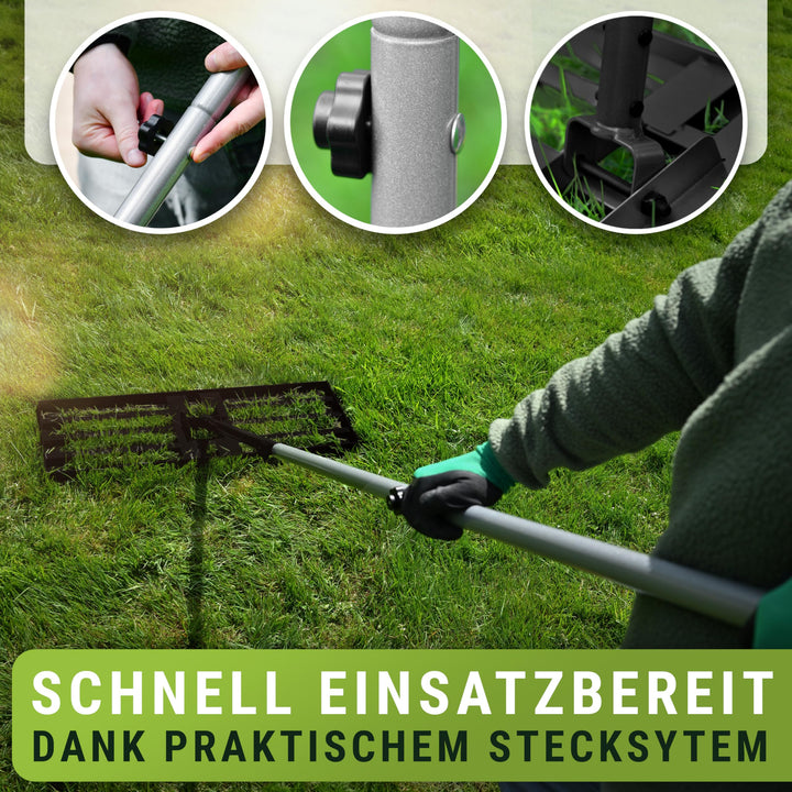 Rasennivellierechen 80x30cm Metall mit 2m Stiel inkl. Handschuhe - Bild 5