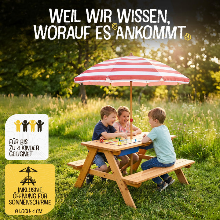 Kindersitzgruppe mit Matschtisch Holz 2-in-1 Outdoor 90x80x50 cm - Bild 3