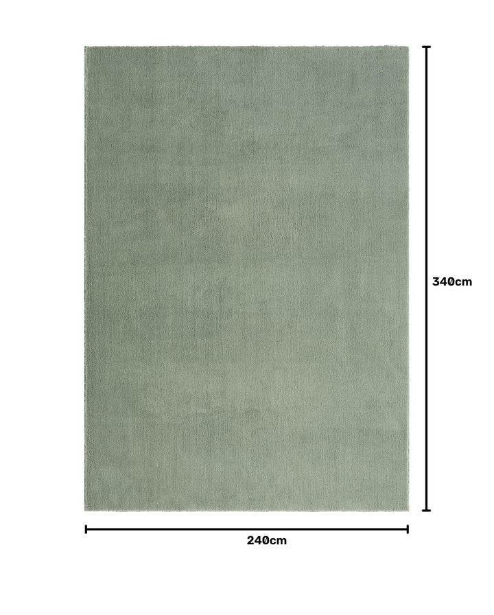 Teppich Felloptik Kurzflor waschbar Anti-Rutsch Grün 240x340 cm - Bild 2