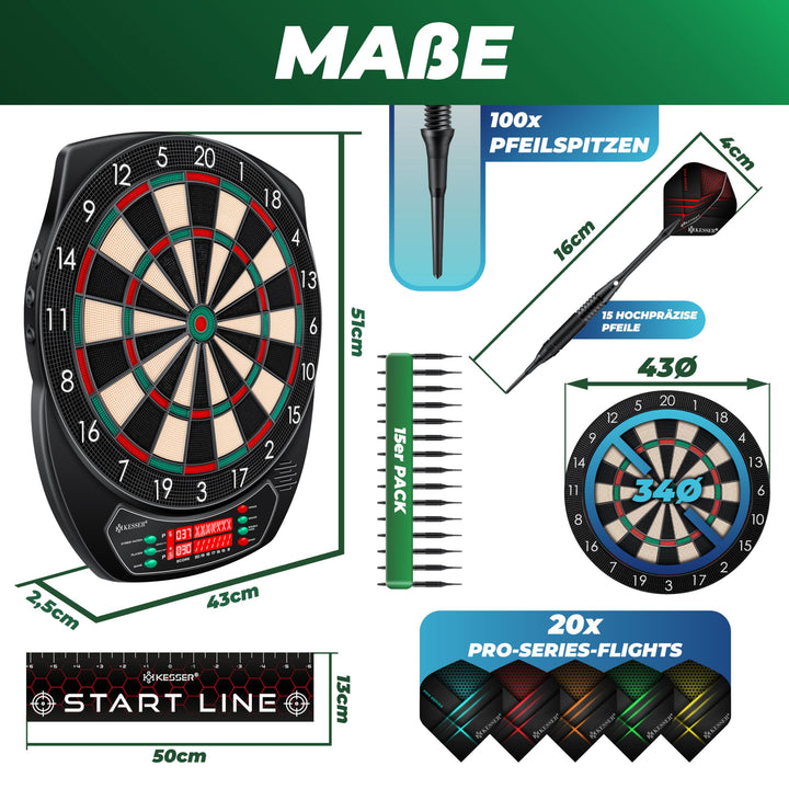 Elektronische Dartscheibe Set 21 Spiele LCD für bis zu 8 Spieler - Bild 9