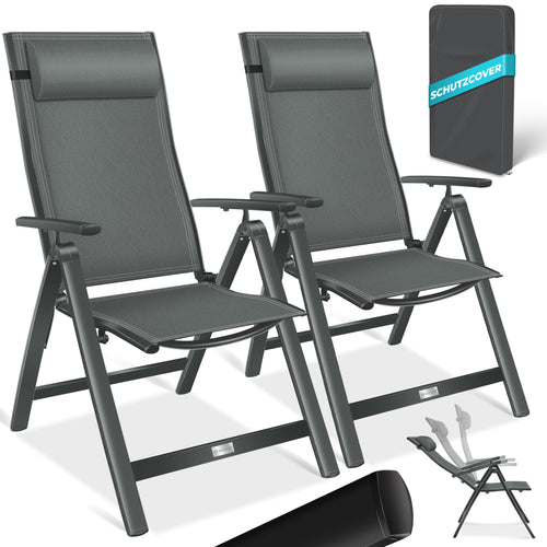 Gartenstuhl Hochlehner Aluminium klappbar 7-fach verstellbar 2er Set