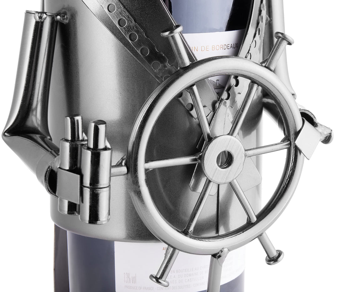 Weinflaschenhalter Kapitän Metall Deko-Figur mit Grußkarte - Bild 5