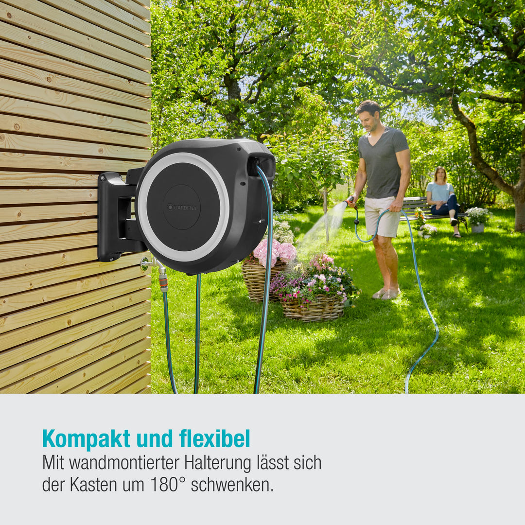 Wand-Schlauchbox mit Aufrollautomatik 35m Schlauch fuer grosse Gaerten - Bild 4