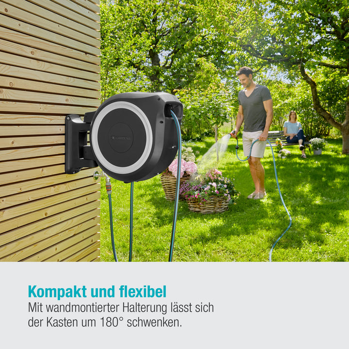Wand-Schlauchbox mit Aufrollautomatik 35m Schlauch fuer grosse Gaerten - Bild 4