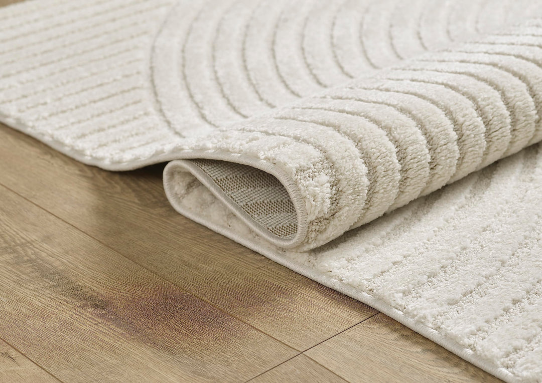 Kurzflor Teppich Hoch-Tief-Struktur 3D-Effekt Creme 200x290 cm - Bild 9