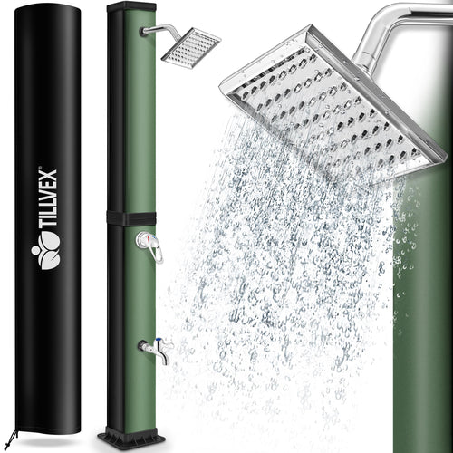 Solardusche 40 L mit Abdeckung schwarz/grün Gartendusche