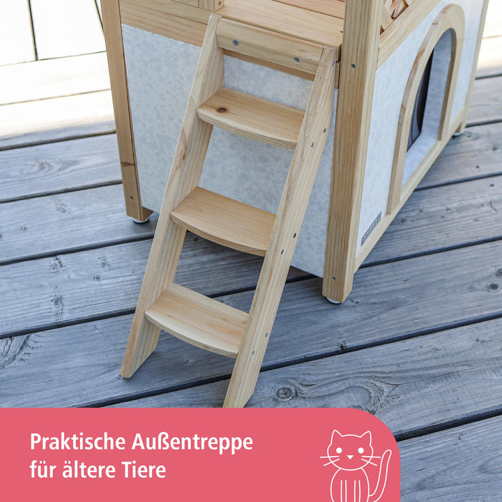 Katzenhaus 2-stöckig Outdoor mit Terrasse, Styropor-Isolierung - Bild 4