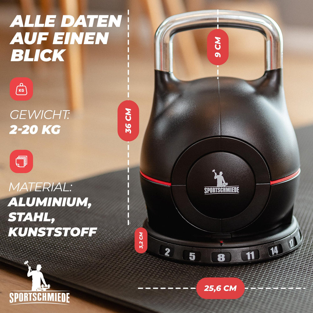 Kettlebell verstellbar 2–20 kg 7-in-1 fuer Home Gym - Bild 7