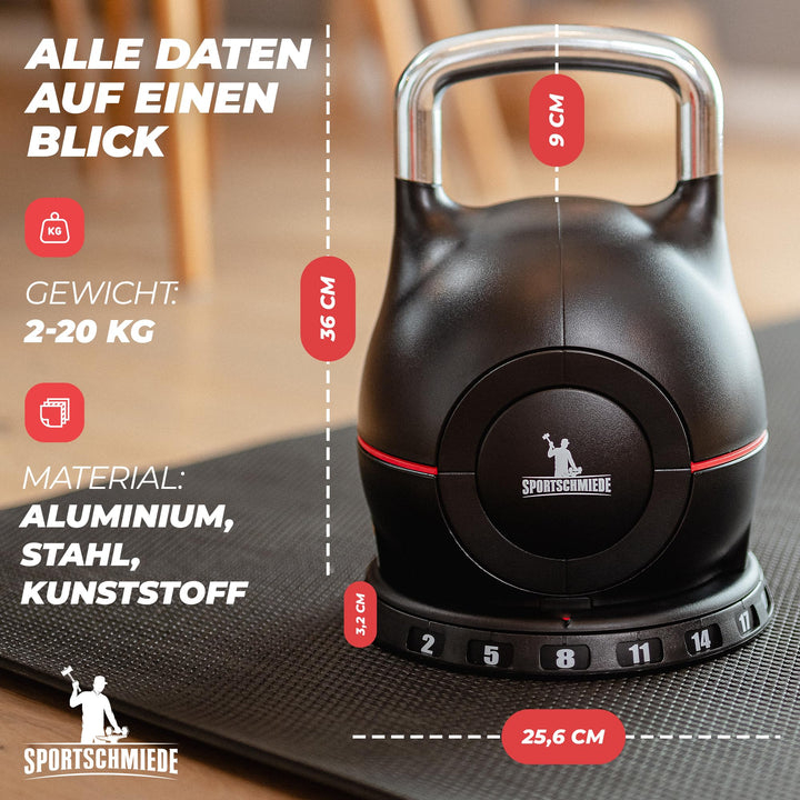 Kettlebell verstellbar 2–20 kg 7-in-1 fuer Home Gym - Bild 7