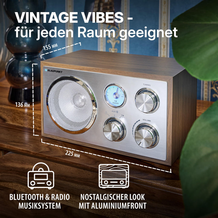 Nostalgieradio Holzkorpus UKW/FM Bluetooth AUX Retro-Design - Bild 5