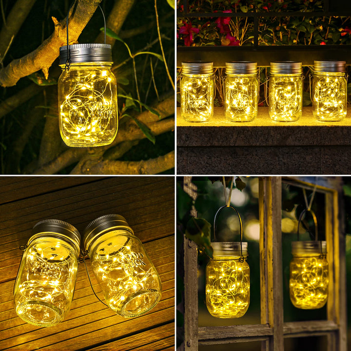 Solar-Einmachglas mit Lichterkette 180 LED 6er-Set warmweiss IP44 - Bild 7