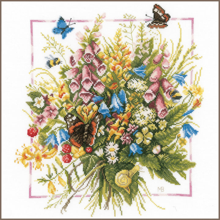 Kreuzstich-Stickpackung Sommerblumenstrauss 36x38 cm für Anfänger