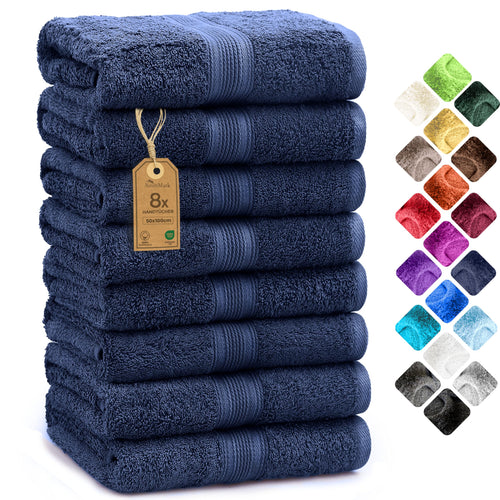 Handtücher Set 8-teilig 100% Baumwolle 50x100 cm Navyblau