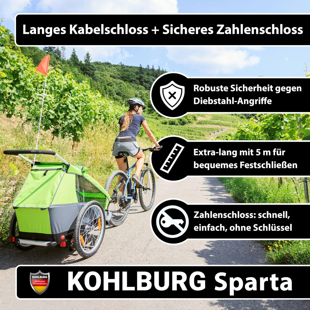 Kabelschloss 5m mit Zahlenkombination für Fahrrad &amp; Roller - Bild 6