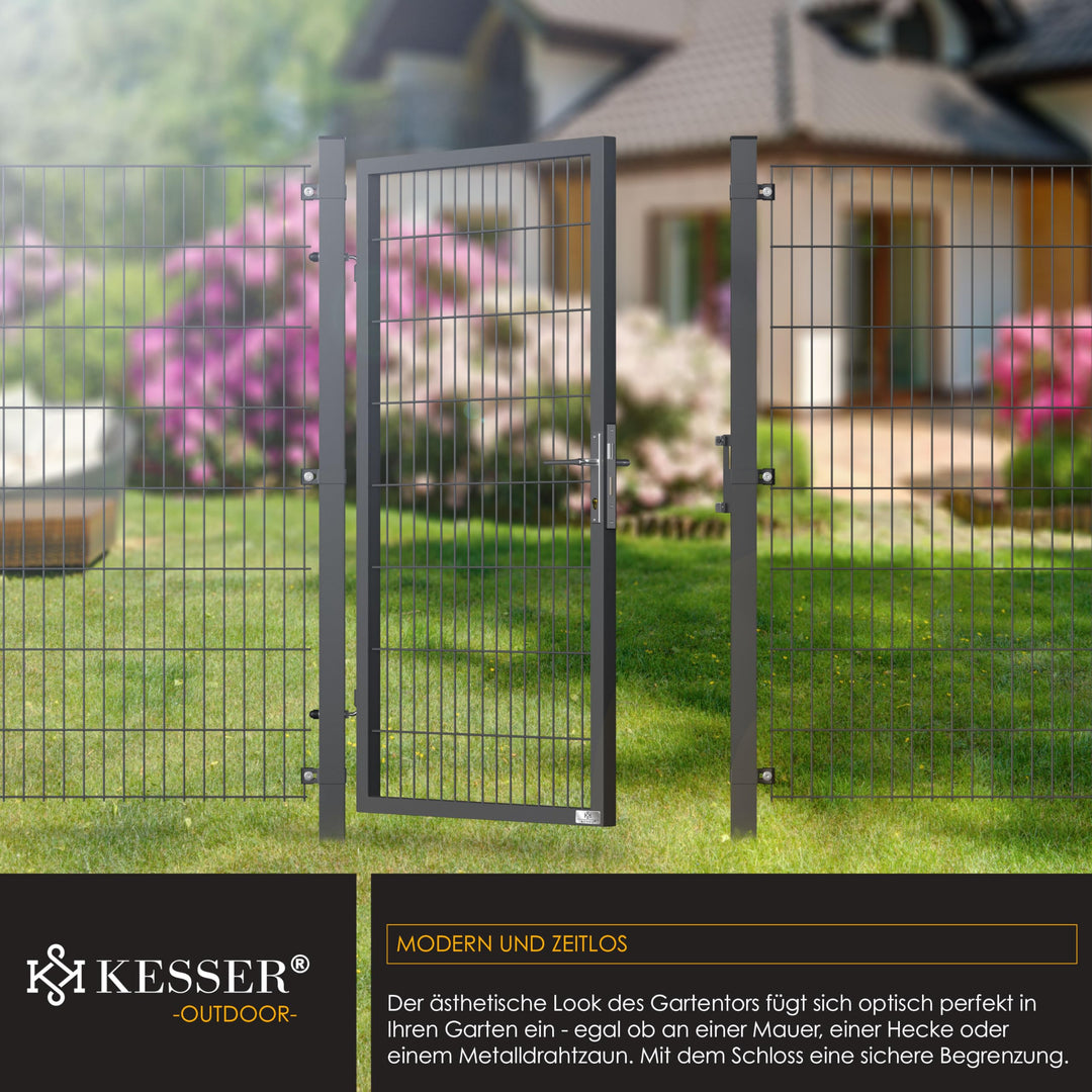 Gartentor Metall verzinkt 160x106cm Anthrazit mit Pfosten und Schloss - Bild 5