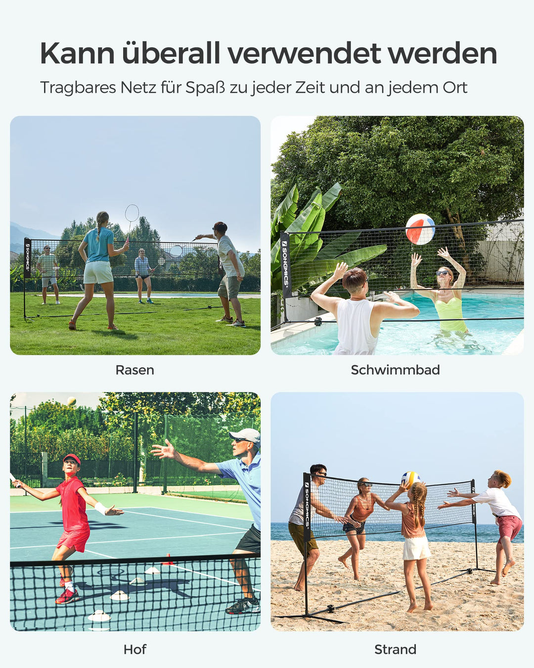 Badmintonnetz 5 m höhenverstellbar für Volleyball &amp; Pickleball - Bild 5