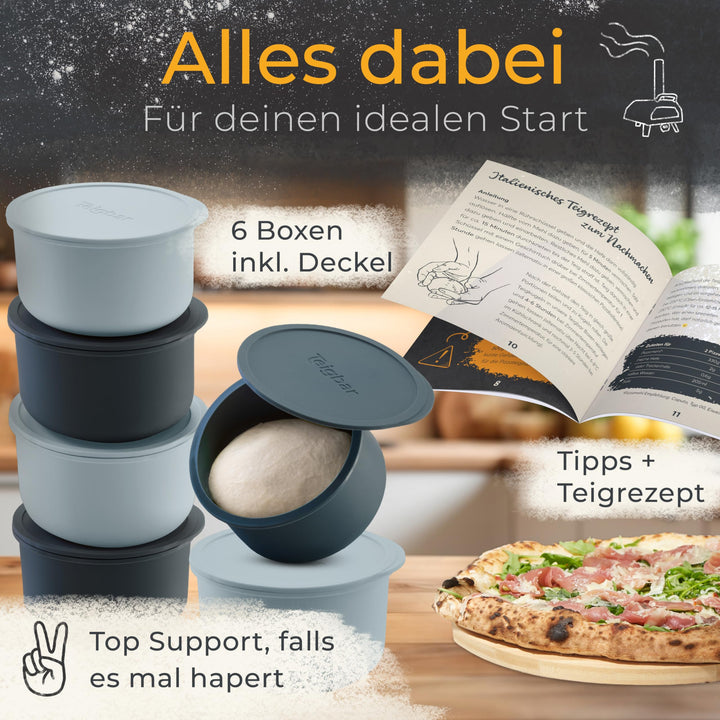 Pizzateigbox Silikon mit Deckel 6er-Set für je 350g Teig - Bild 6