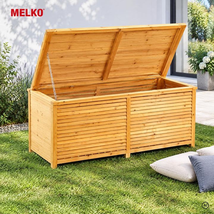 Auflagenbox Holz 170x50x58 cm Gartentruhe für Kissen und Polster - Bild 4