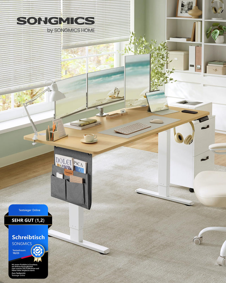 Höhenverstellbarer Schreibtisch 160x70 cm elektrisch Goldeiche - Bild 2