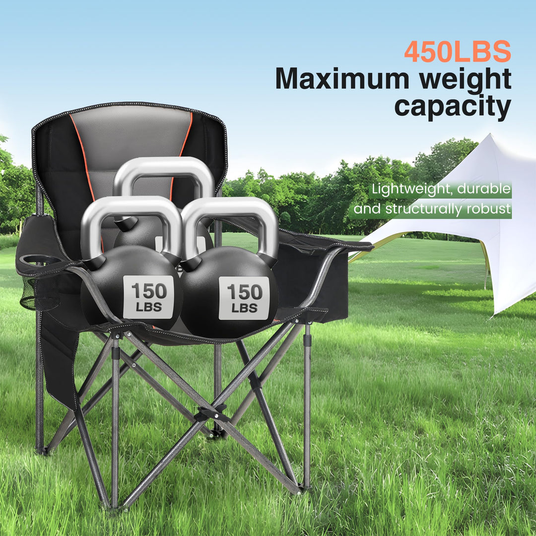 Campingstuhl Faltbar XXL 2er Set 200kg Belastbar mit Kühltasche - Bild 2
