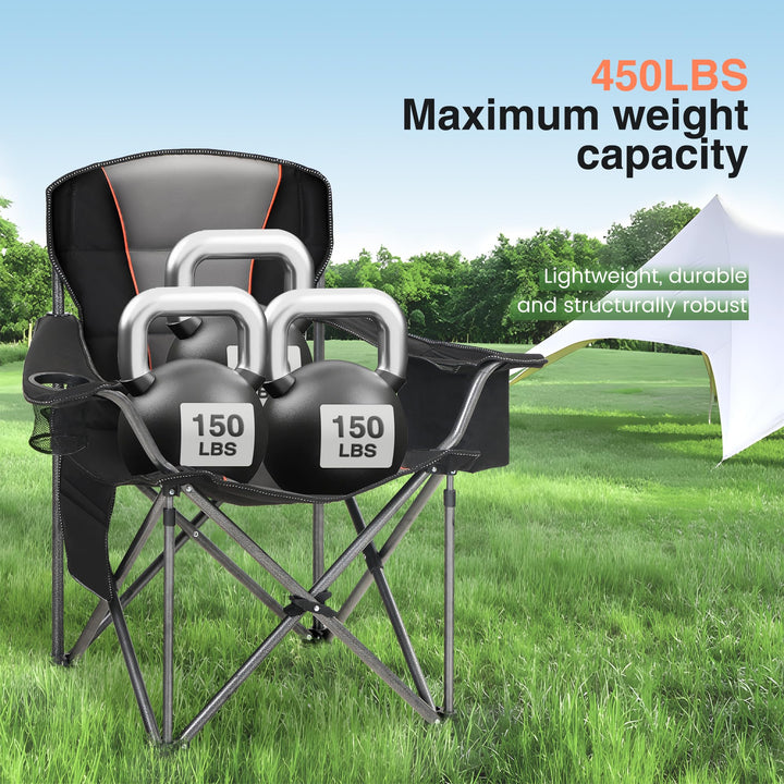 Campingstuhl Faltbar XXL 2er Set 200kg Belastbar mit Kühltasche - Bild 2