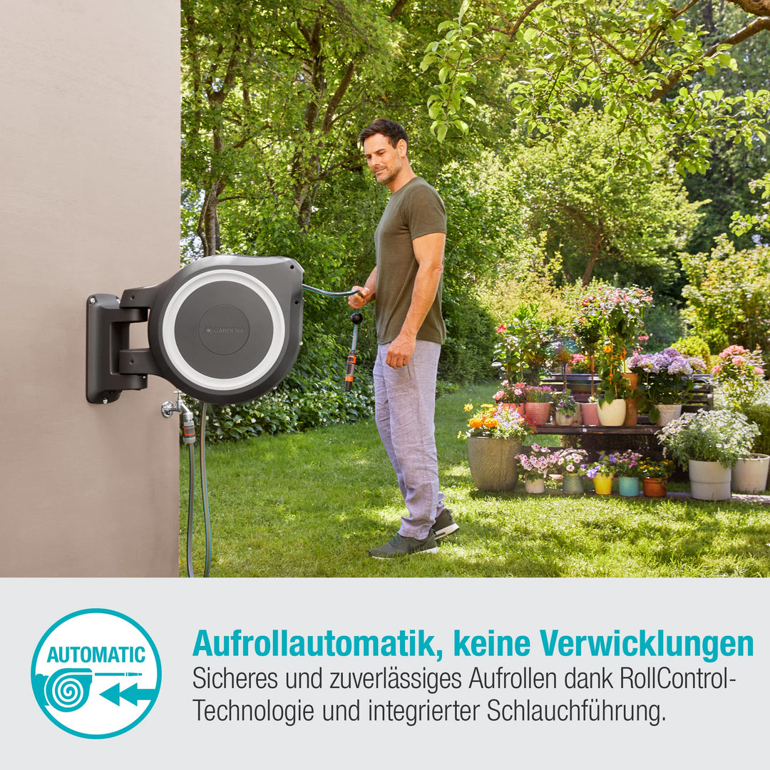 Wand-Schlauchbox mit Aufrollautomatik 35m Schlauch fuer grosse Gaerten - Bild 3