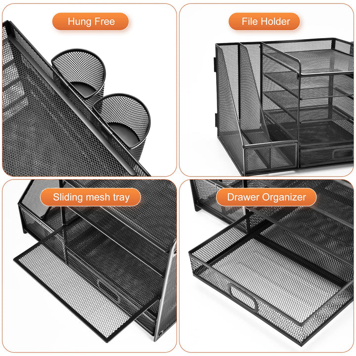 Schreibtisch Organizer Metall 5 Ebenen mit Schublade und Stifthalter - Bild 7