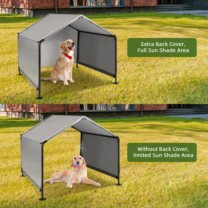 Hundehütte Outdoor 120x120x100cm Grau mit Sonnendach für grosse Hunde - Bild 7