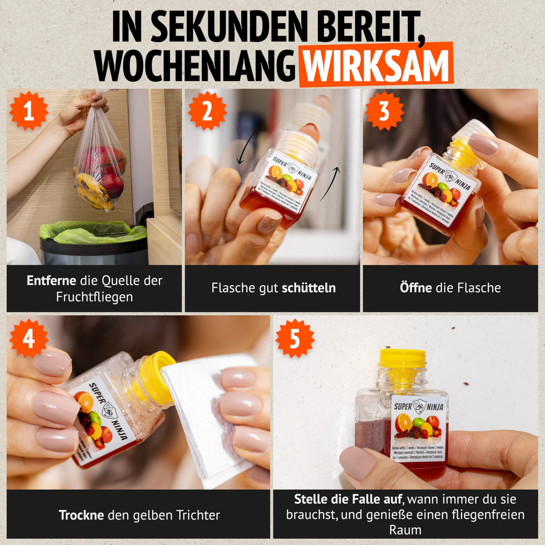 Fruchtfliegenfalle mit Flüssigköder 12er-Pack für Küche - Bild 2