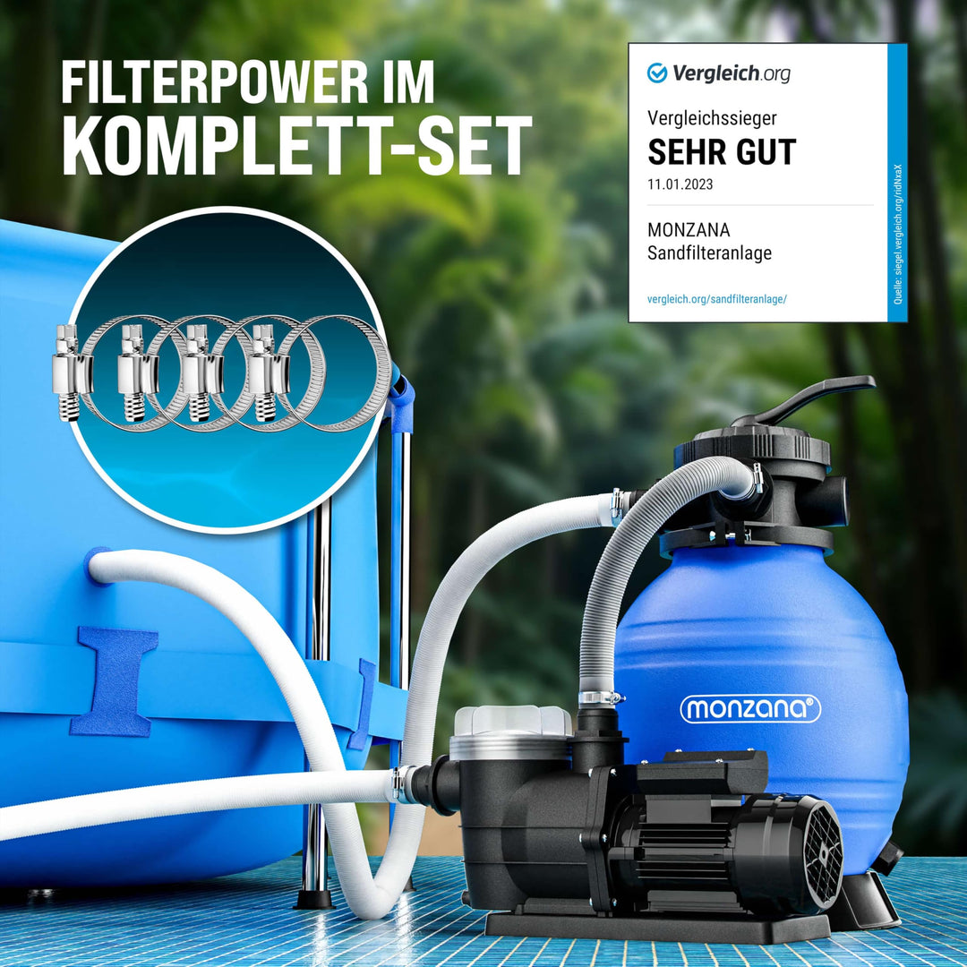 Sandfilteranlage 9600 L/h für Pools bis 30.000 L mit Druckanzeige - Bild 3