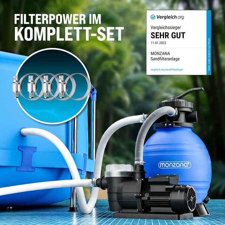 Sandfilteranlage 9600 L/h für Pools bis 30.000 L mit Druckanzeige - Bild 3