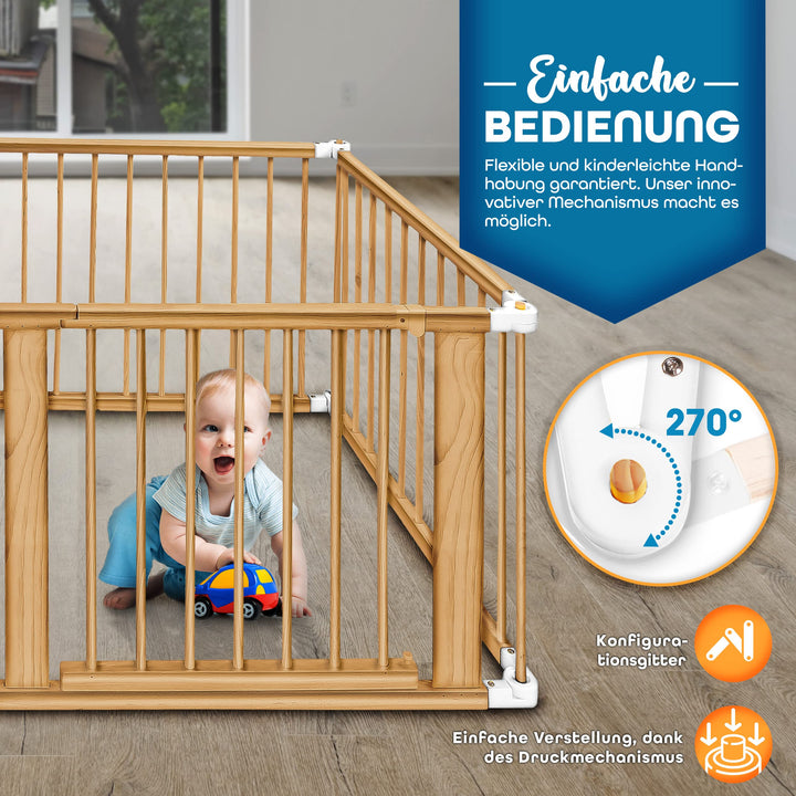 Laufgitter XXL Kiefer Massivholz klappbar 8-teilig mit Tür 7,2 m - Bild 4