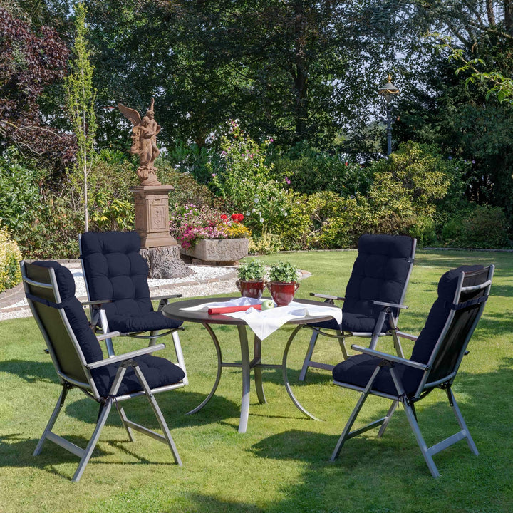 Hochlehner Auflagen 2er Set Polyester 8cm Polsterung Gartenstuhl dunkelblau - Bild 2