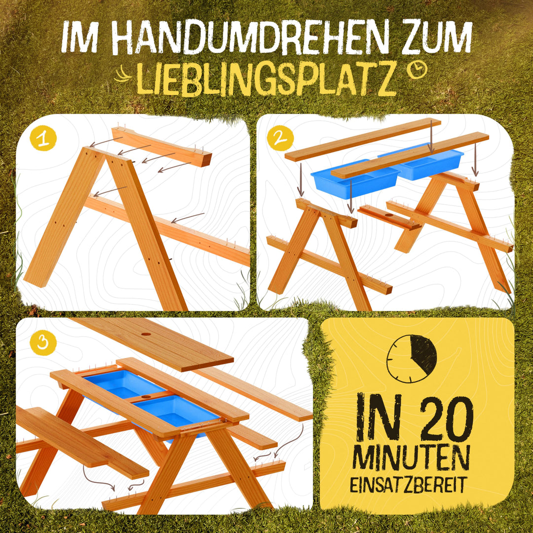 Kindersitzgruppe mit Matschtisch Holz 2-in-1 Outdoor 90x80x50 cm - Bild 7
