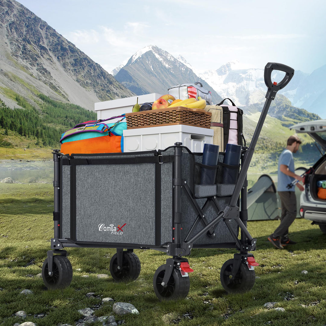 Bollerwagen faltbar 120L 100kg mit Bremsen und 360°-Rädern - Bild 6