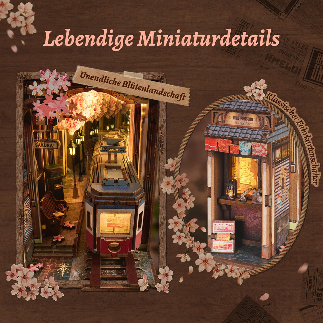 Book Nook Sakura-Bahnhof 3D Holzpuzzle mit LED 330 Teile - Bild 3